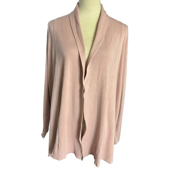 Lane Bryant Womens 18/20 Mauve Open Front Long Cardigan Ribbed Knit Sweater - Picture 1 of 9
